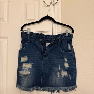 Hayden Blue Distressed Mini Skirt